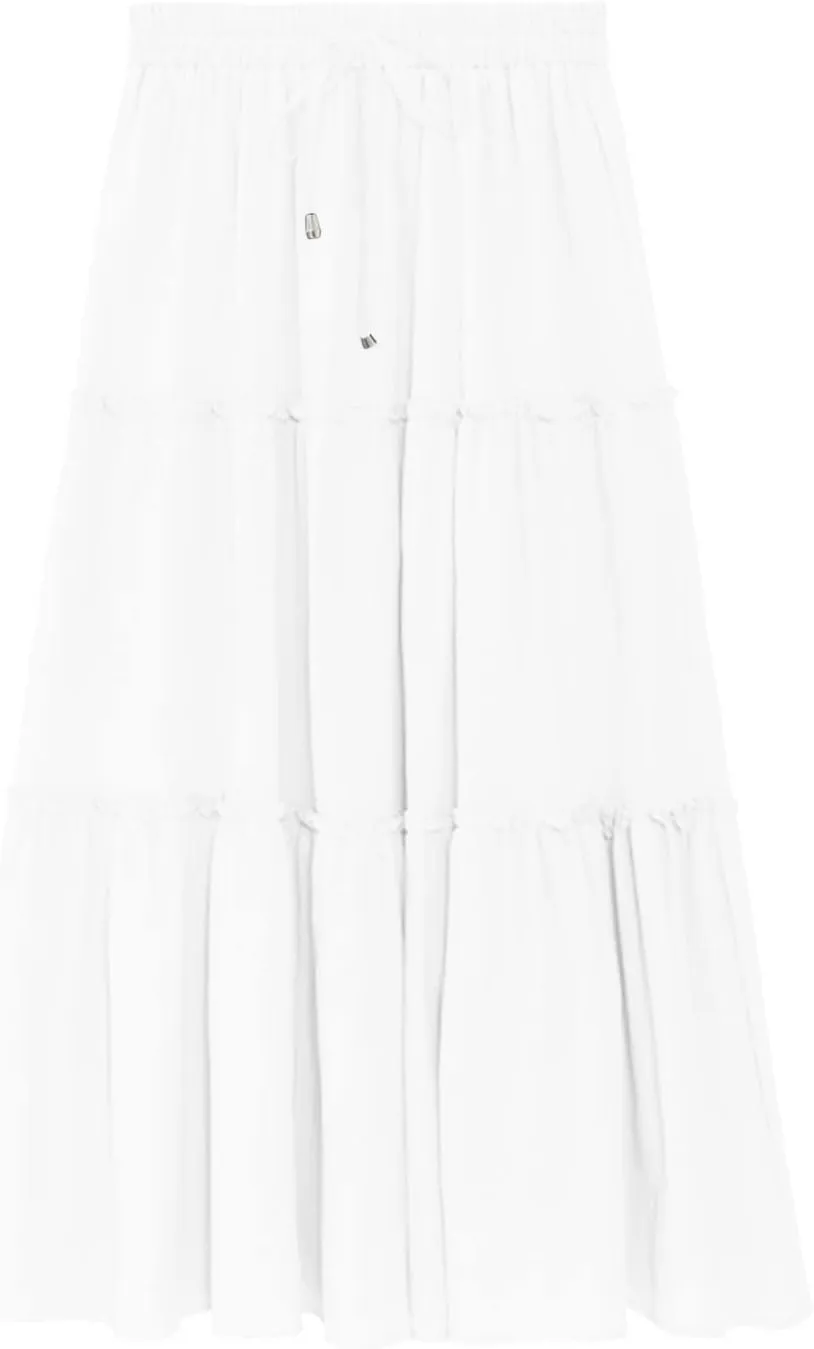 Casual Skirts for Women Midi Solid Ruffle Hem Elastic Band Skirt Pleated Going Out Elegant Skirts Versatile Style