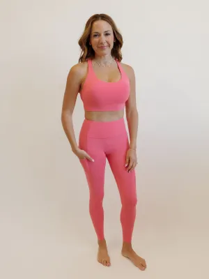 Cherry Blossom Pink "Amelia" Strappy Back Sports Bra