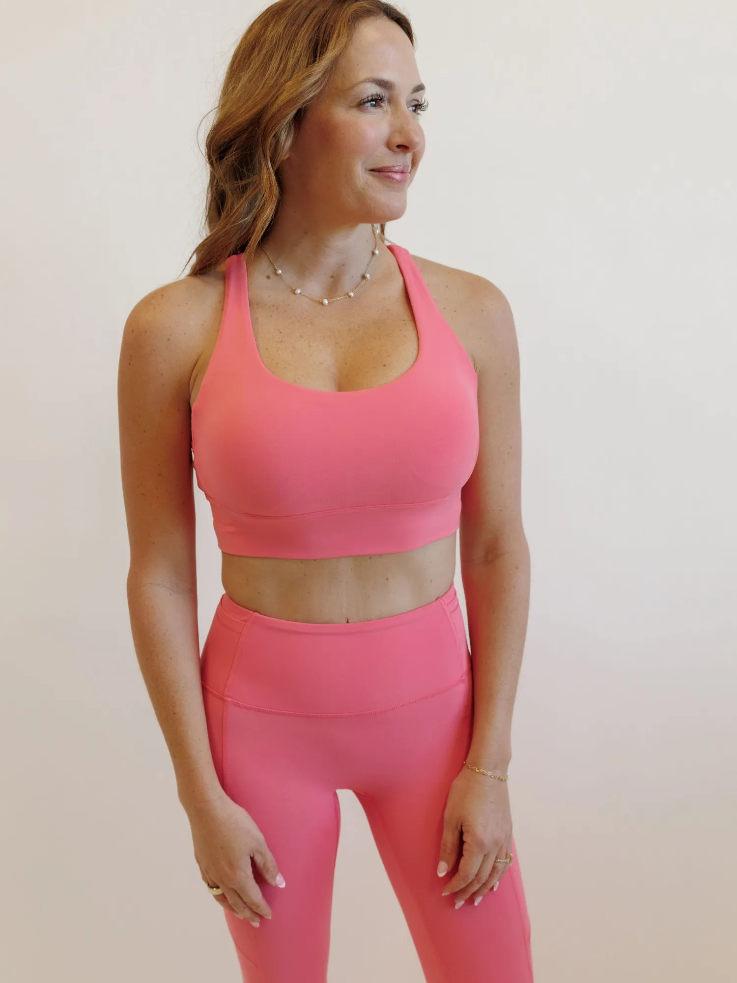 Cherry Blossom Pink "Amelia" Strappy Back Sports Bra