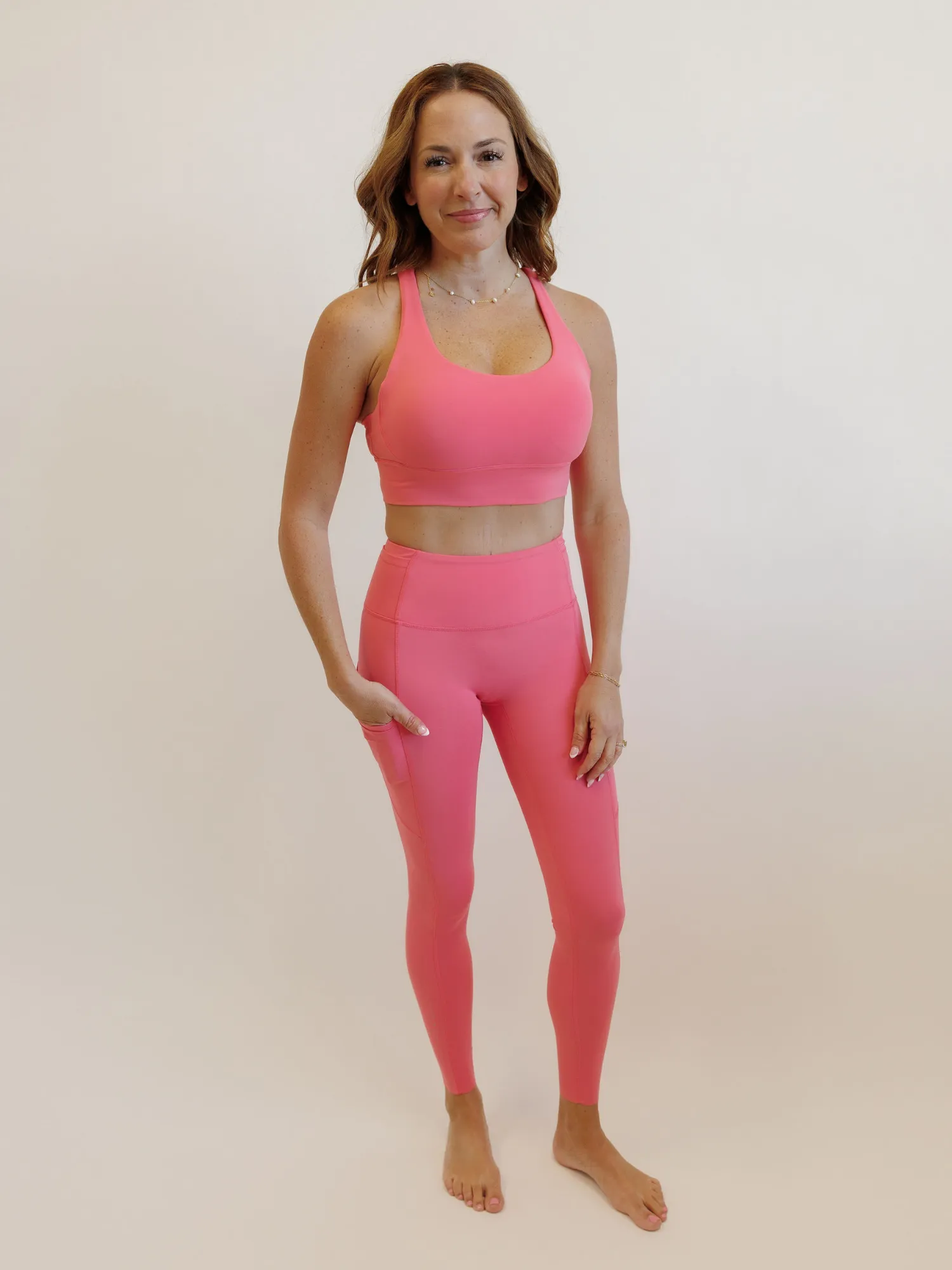 Cherry Blossom Pink "Amelia" Strappy Back Sports Bra