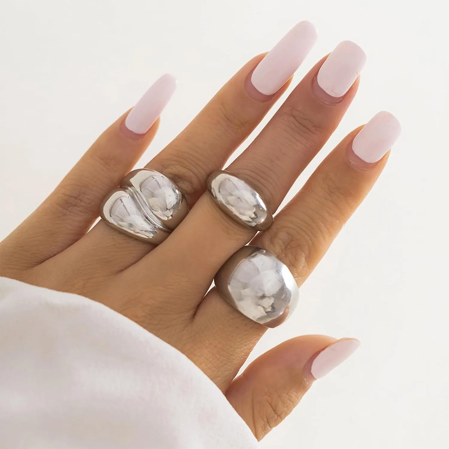 Chunky Gold Rings for Women Gold Silver Adjustable Thick Ring Geometric Curved Minimalist Fashion Statement Ring Cocktail Rings for Women