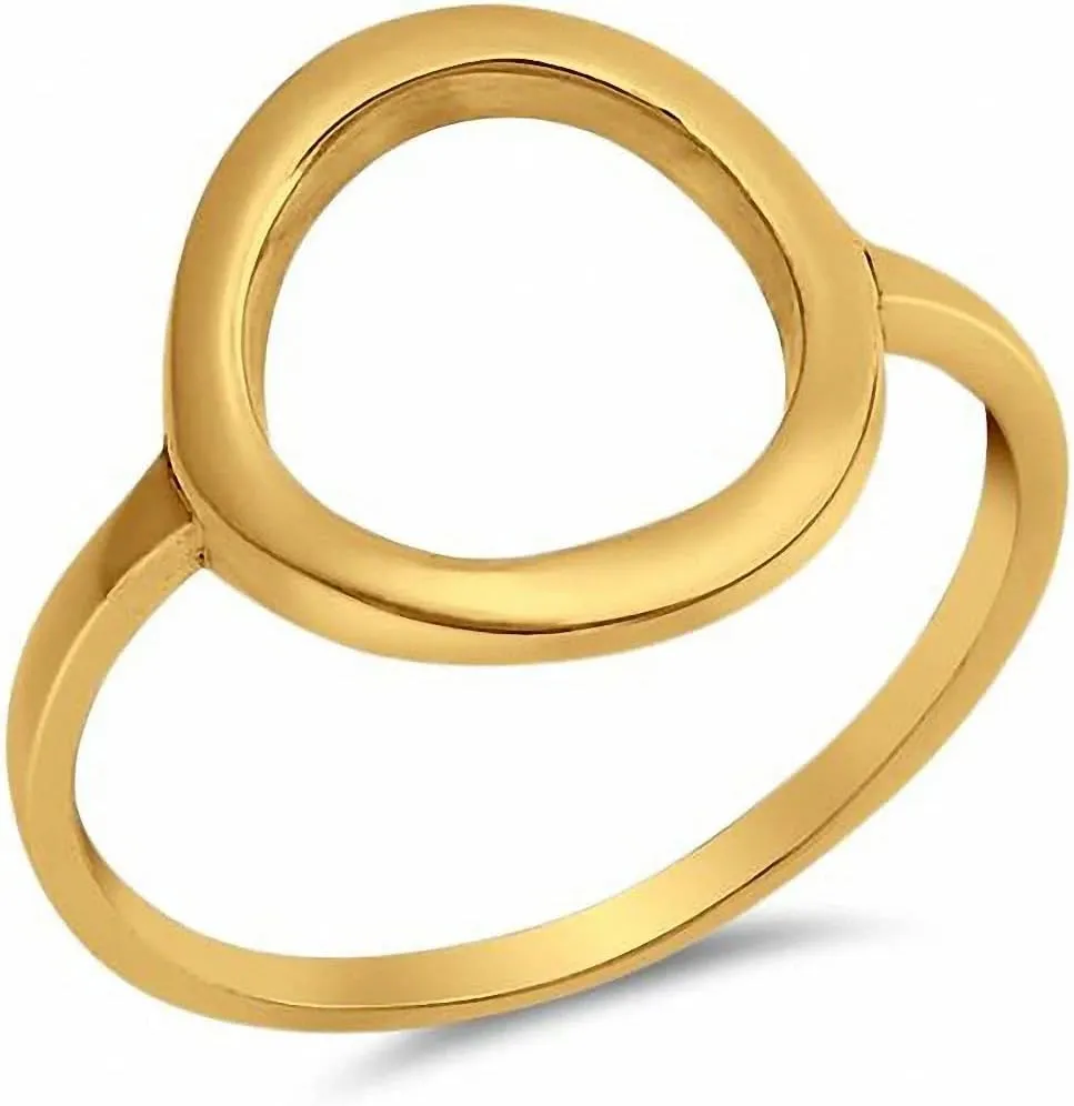 Classical Simple Plain Open Karma Statement Circle Promise Ring
