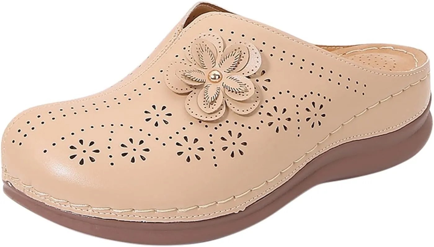 Clogs for Women Flowr Close Toe Wedge Sandals with Arch Support Summer Slip On Orthopedic Sandals Comfortable Slingback Mules