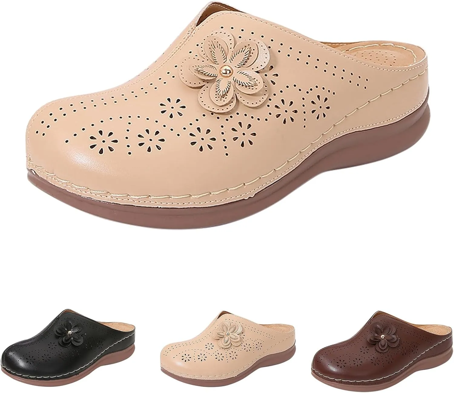 Clogs for Women Flowr Close Toe Wedge Sandals with Arch Support Summer Slip On Orthopedic Sandals Comfortable Slingback Mules