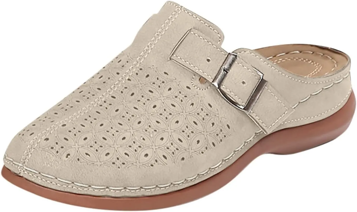 Clogs for Women Mules Shoes Summer Hollow Closed Toe Orthopedic Arch Support Sandals Comfortable Slip on Slippers