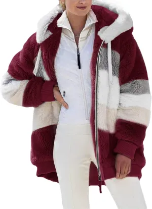 COTECRAM Winter Coats for Women Fashion Plus Size Sharpa Jacket Fleece Warm Hoodie Outwear Plush Sweatshirt Thick Fuzzy Tops