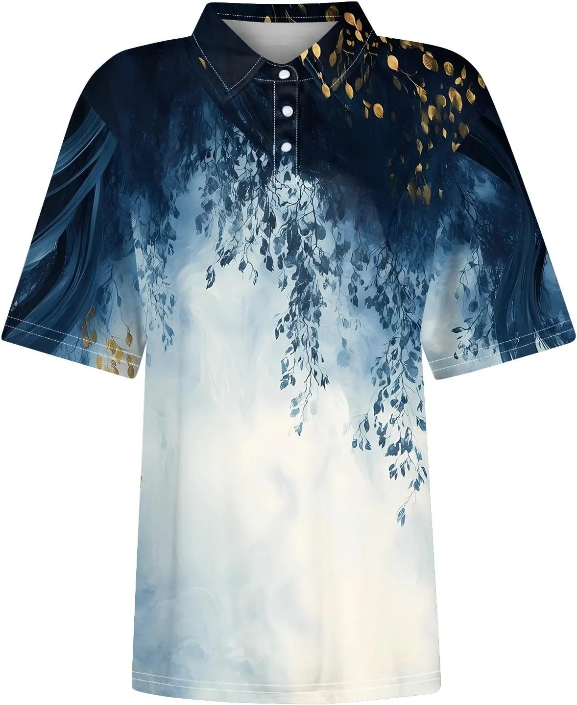 COTECRAM Womens Short Sleeve Polo T Shirts Fashion Button Lapel Collared Graphic Summer Tops Loose Business Casual Blouses