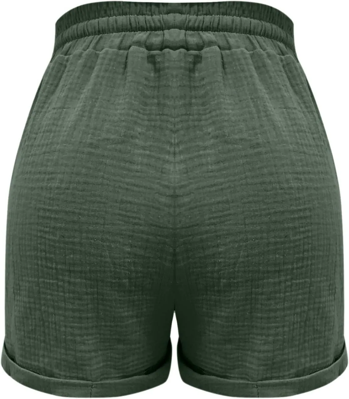 Cotton Linen Shorts for Women Drawstring Elastic High Waist Casual Summer Shorts Lightweight Baggy Comfy Shorts with Pockets