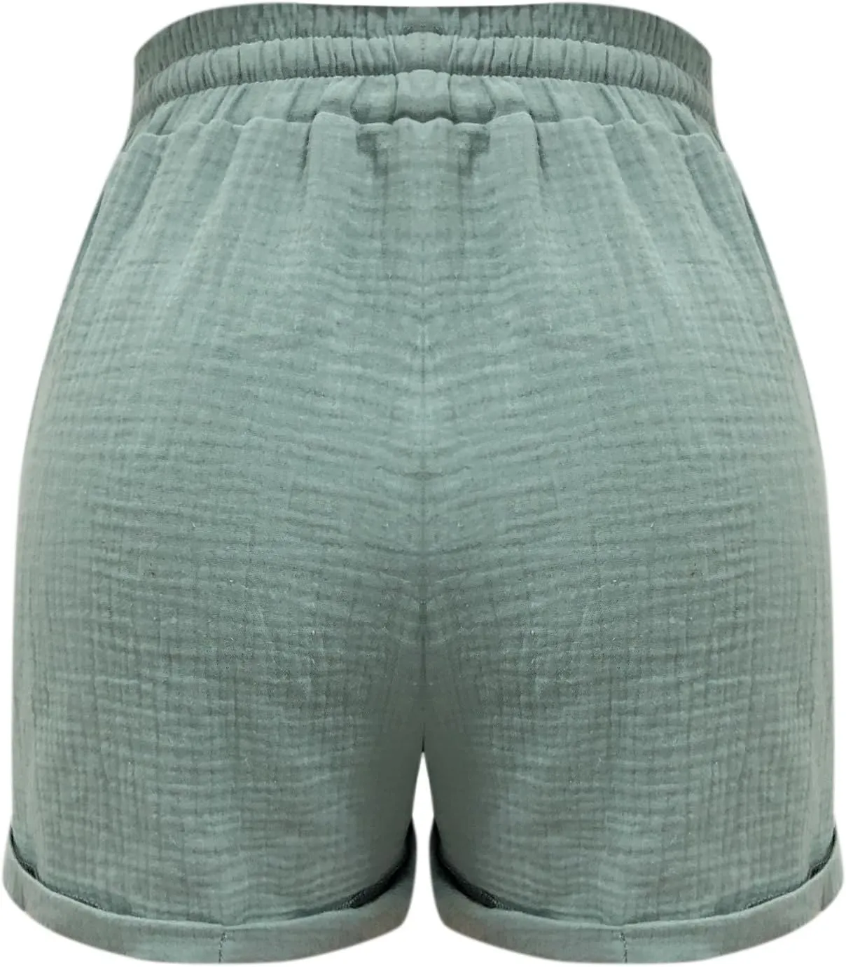 Cotton Linen Shorts for Women Drawstring Elastic High Waist Casual Summer Shorts Lightweight Baggy Comfy Shorts with Pockets