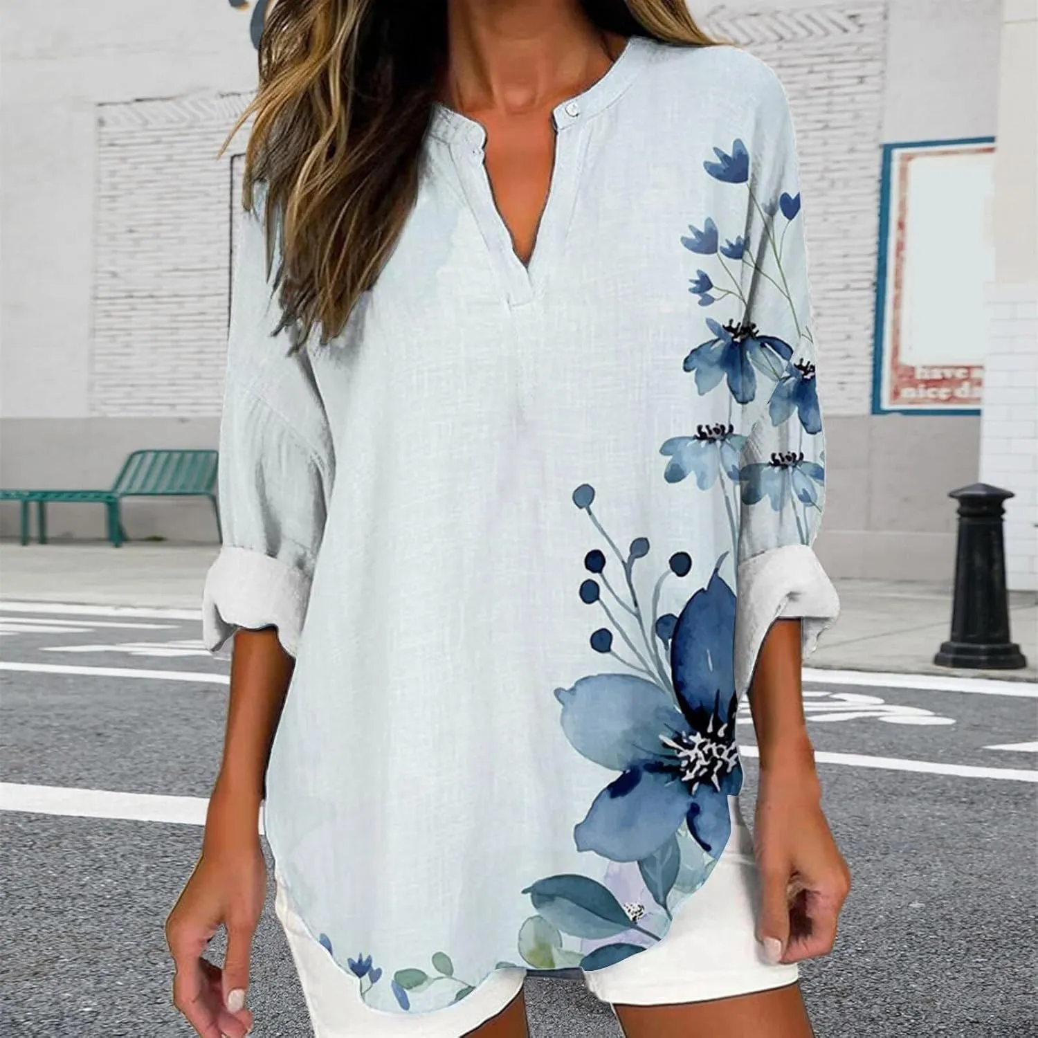 Cotton Linen Tops for Women 2025 Long Sleeve Cotton Oversized T Shirt White Linen Shirt Women Travel Clothes Women