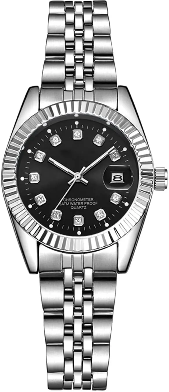 Couple Watches Fashion Silver Stainless Steel Pair Watches Men and Women Matching Quartz Wrist Watches Gifts Set of 2
