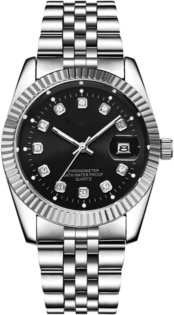 Couple Watches Fashion Silver Stainless Steel Pair Watches Men and Women Matching Quartz Wrist Watches Gifts Set of 2