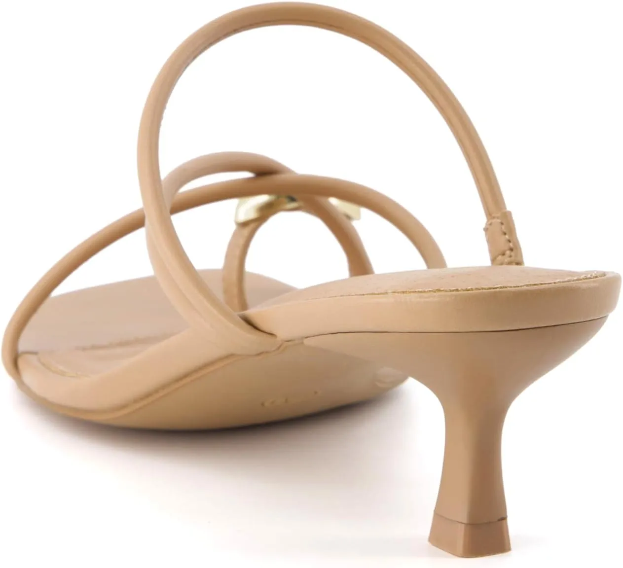 CUSHIONAIRE Maui Womens Strappy Toe-Ring Slip On Kitten Heel  Vegan Leather Dress Sandal   Memory Foam
