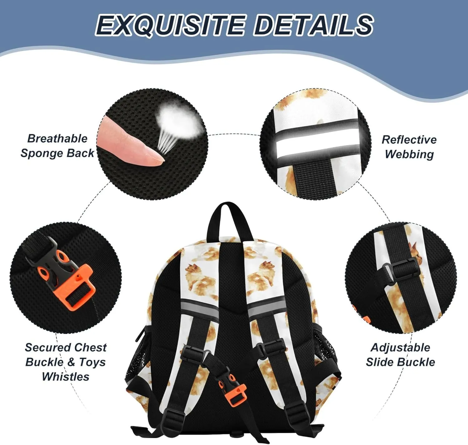 Cute Ears Toddler Backpacks Leash Kids Boy's/Girl's Anti-Lost Personalized Carry On Backpacks with Reflective Strip M Art Laperm Cats White
