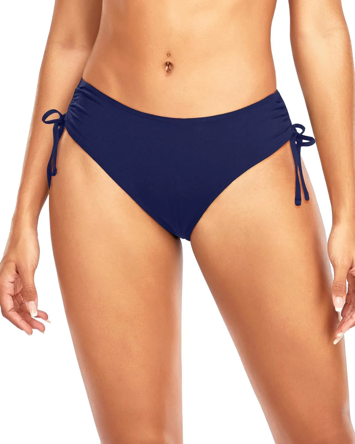 Daci Women Mid Waist Bikini Bottoms - Full Coverage Swim Bathing Suit Bottom Side Tied Swimsuit Bottoms