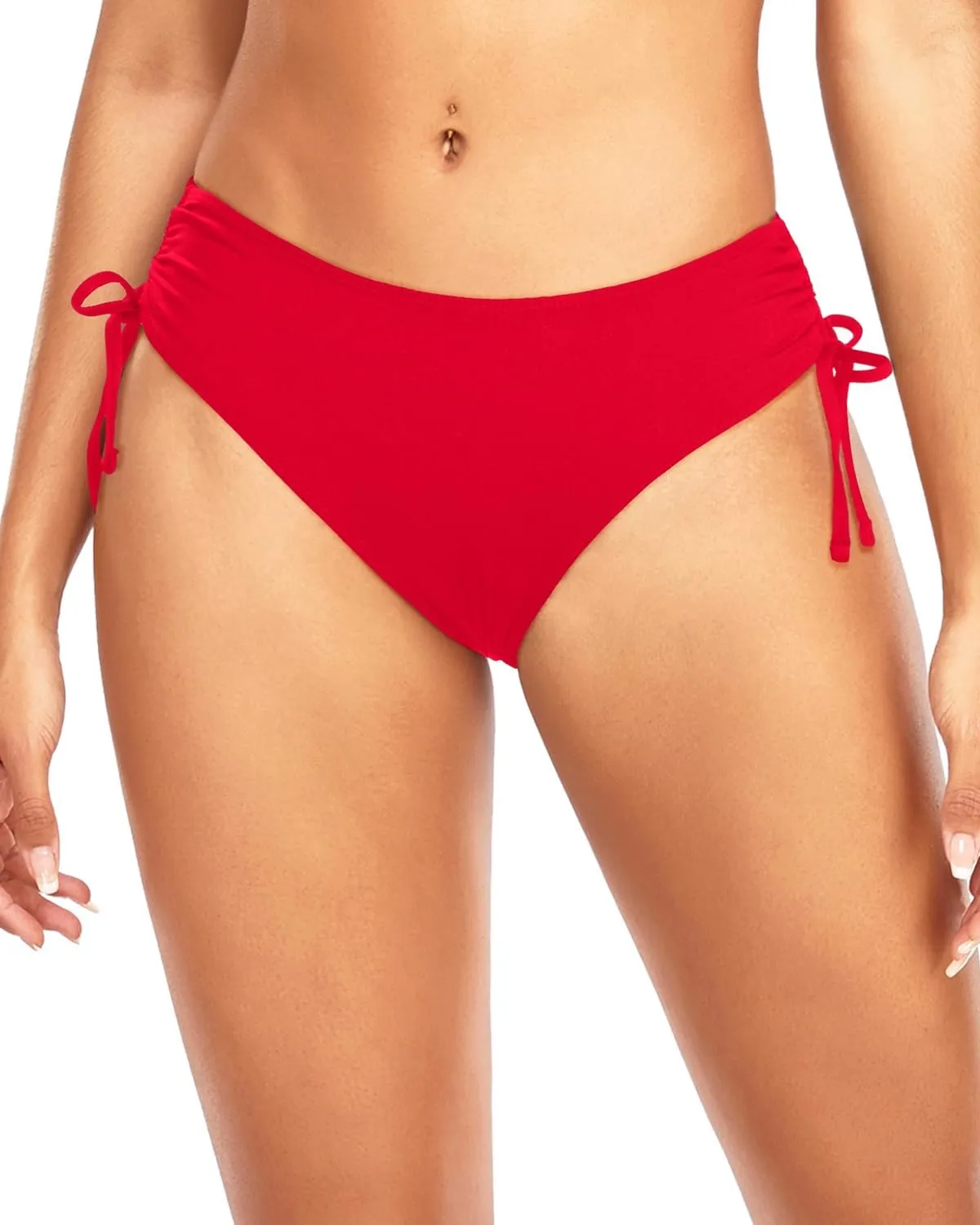 Daci Women Mid Waist Bikini Bottoms - Full Coverage Swim Bathing Suit Bottom Side Tied Swimsuit Bottoms