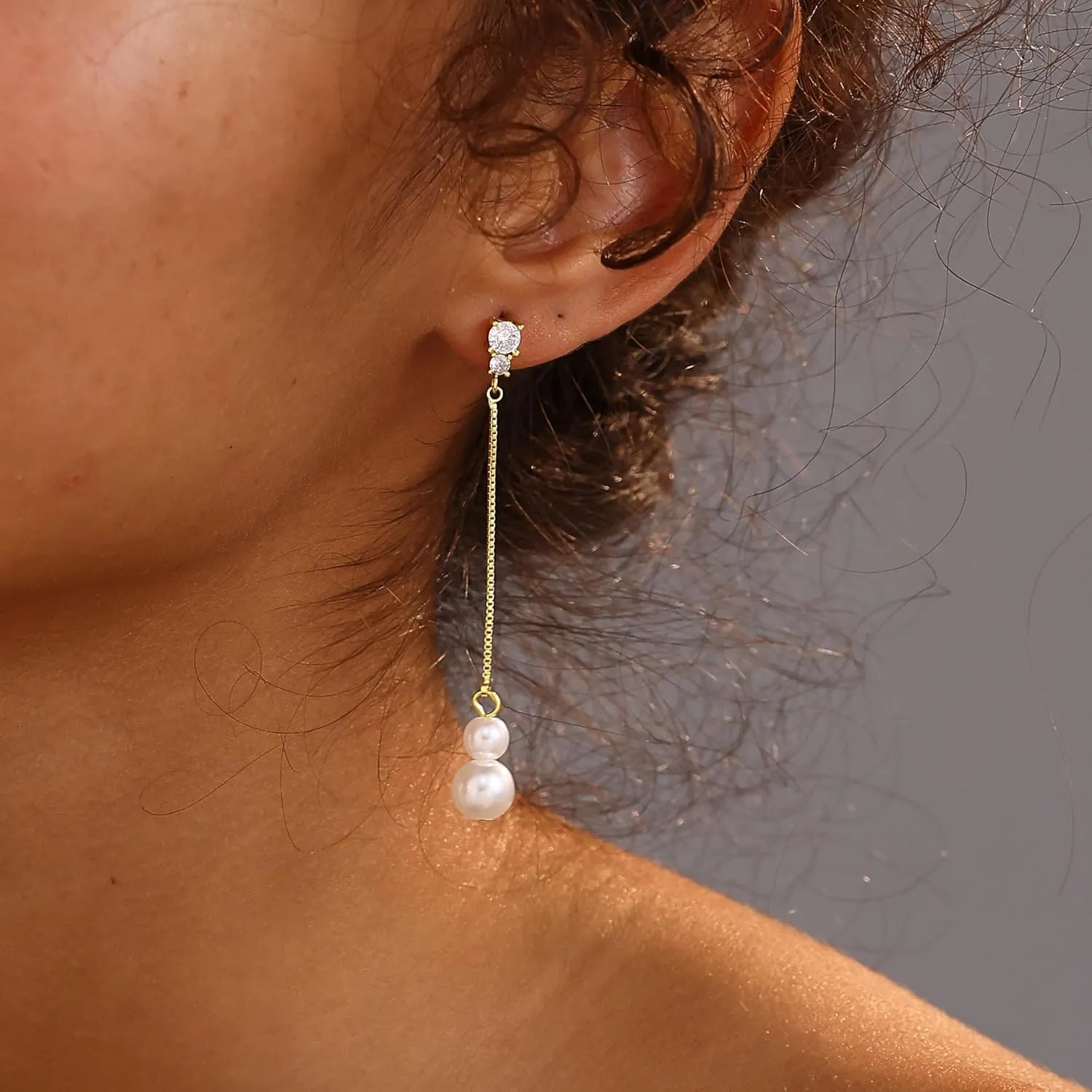 Dangle Earrings For Women,14k Gold Plated Dangle Earrings Simple Pearl Drop Earrings For Women Trendy Cute Wedding Earrings Gold Jewelry