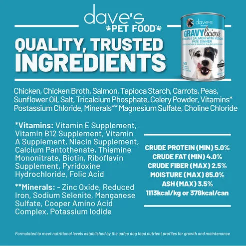 Dave's Pet Food Gravylicious Chicken & Salmon with Veggies Paté Dinner For Dogs