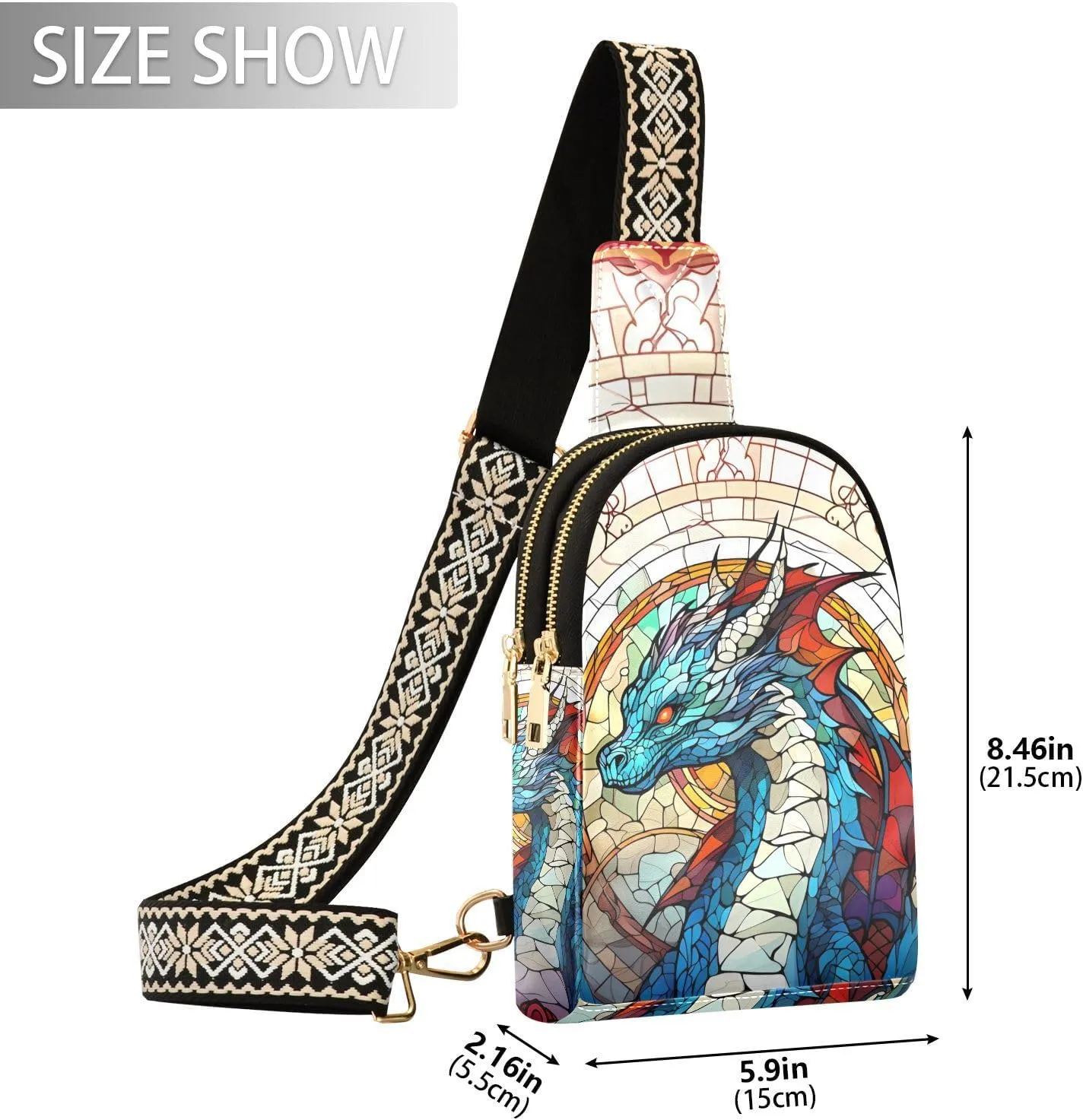 Dragon Bohomia Sling Backpack Crossbody Shoulder Bags Men Women Multipurpose Chest Bag for Travel Hiking Sports