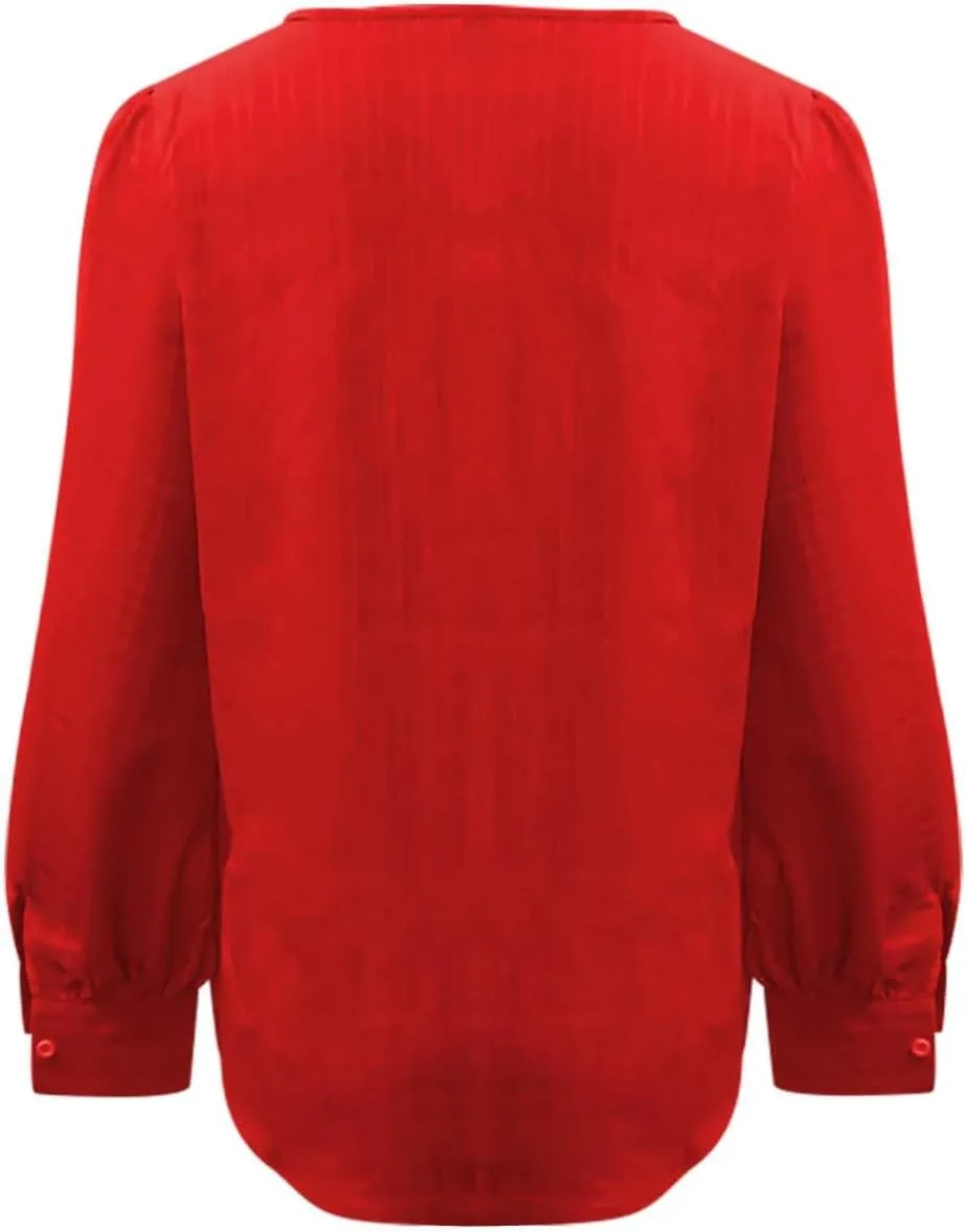 Dressy T Shirts for Women Elegant Lace Patchwork V Neck Long Sleeve Pleated Tops Office Work Going Out Party Blouse