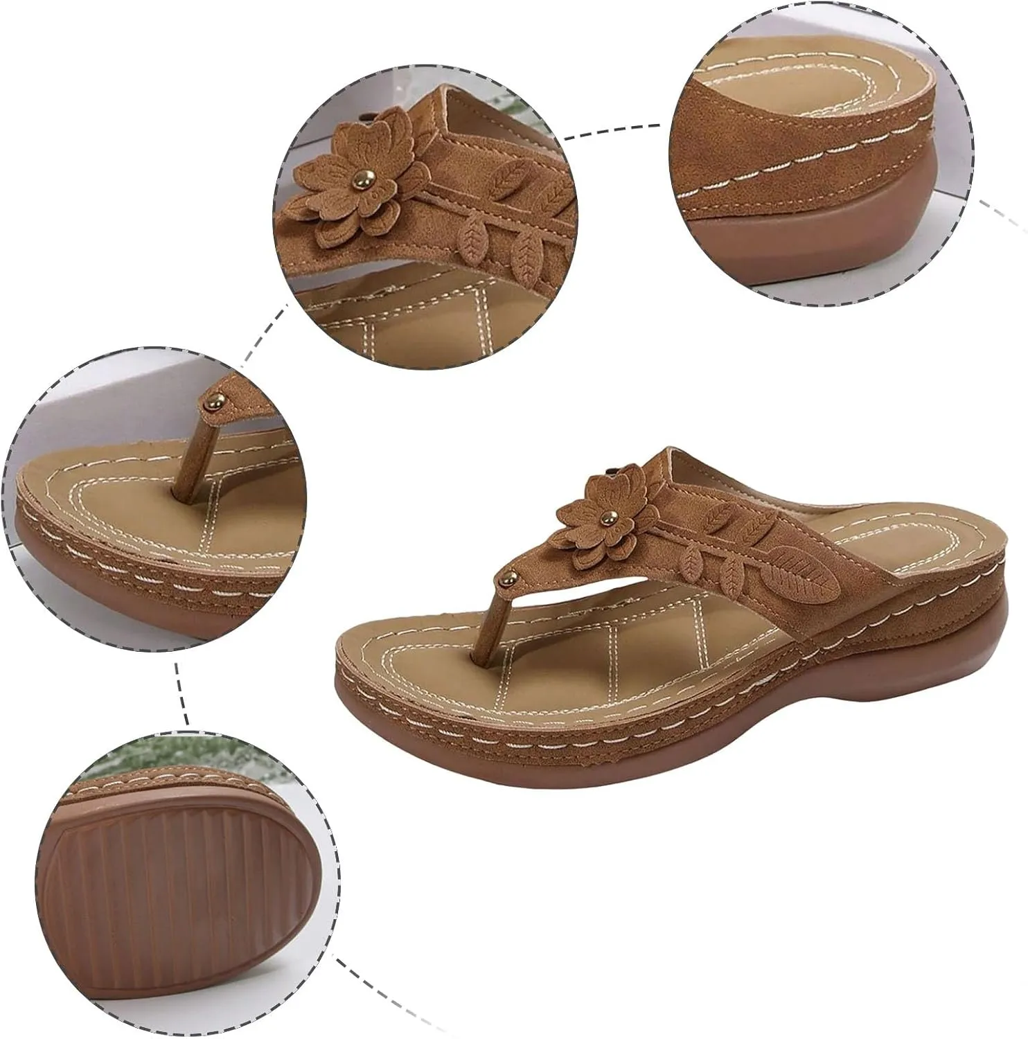 Eduavar Sandals for Women 2025 Slide Shoes Slip On Flip Flops Summer Open Toe Slippers Walking with Arch Support Beach Sandal