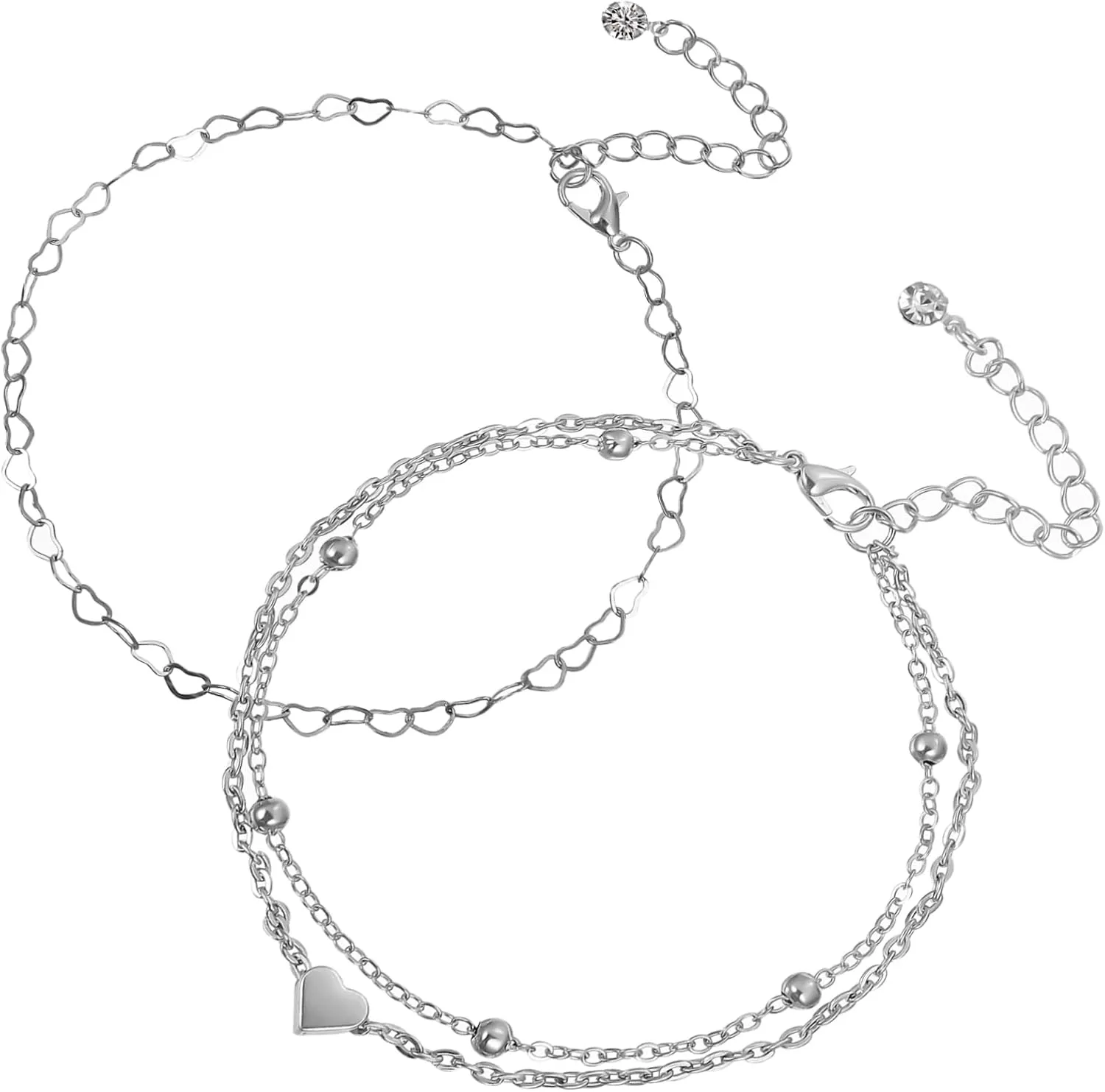 Elegant Heart Shaped Anklet Bead Anklet Bracelet for Beach Birthday Party Accessory