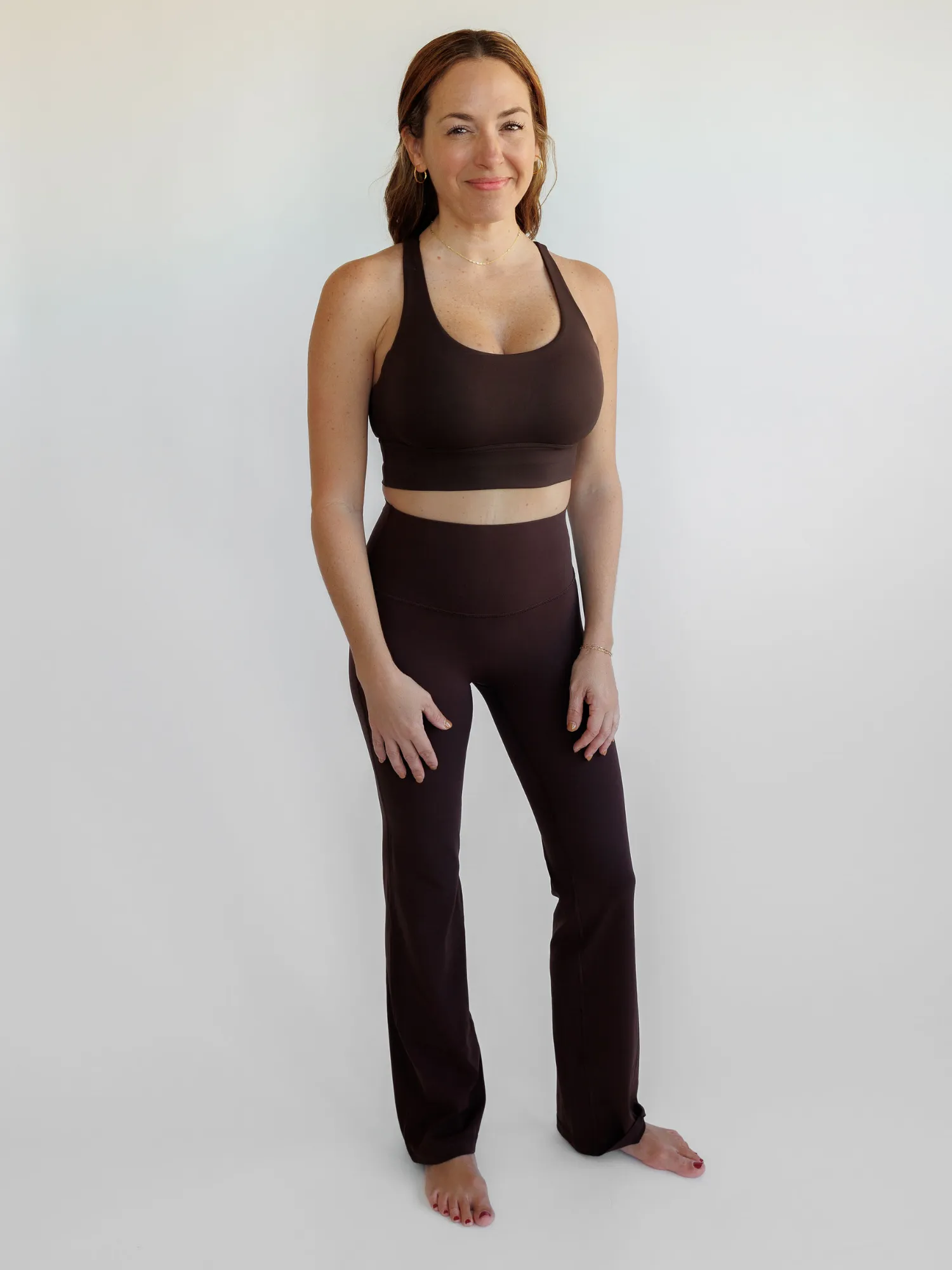 Espresso "Amelia" Strappy Back Sports Bra