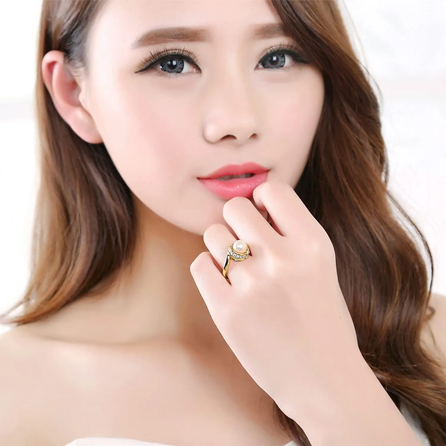 Fashion Cocktail Pearl Rings for Women Costume Jewelry Statement Ring R103
