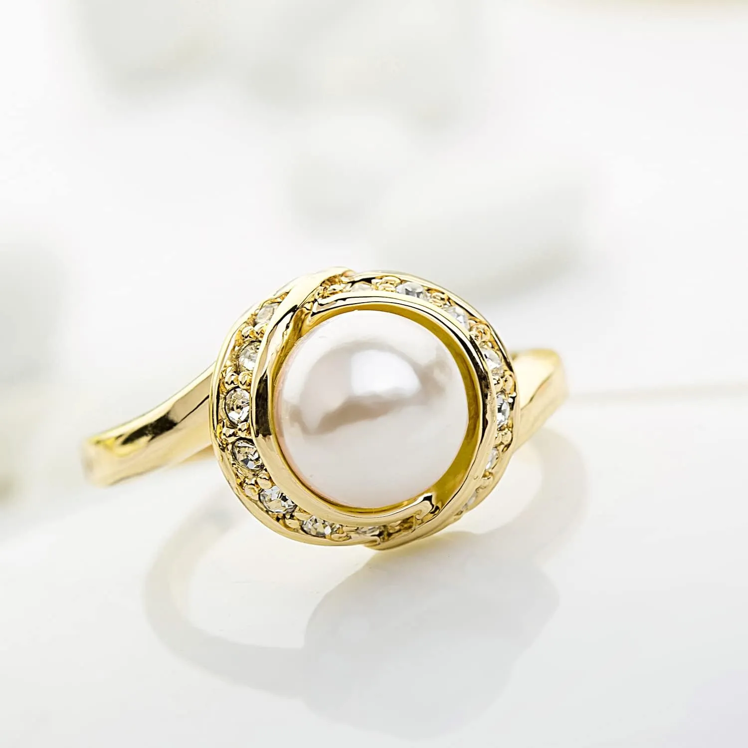 Fashion Cocktail Pearl Rings for Women Costume Jewelry Statement Ring R103