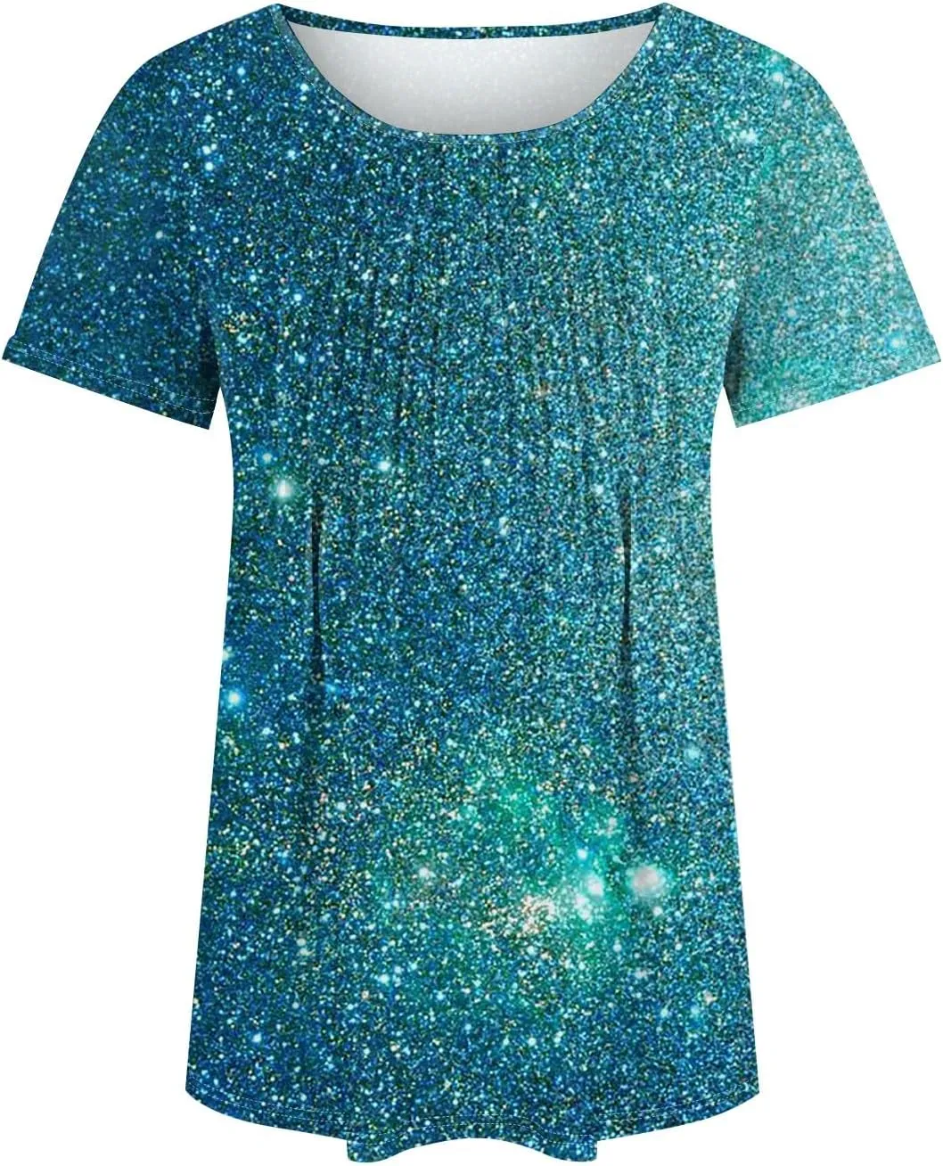 Fashion Womens Tops Dressy Tee Shirts Short Sleeve Pleated Dressy Casual Scoop Neck Summer Tops Blouses