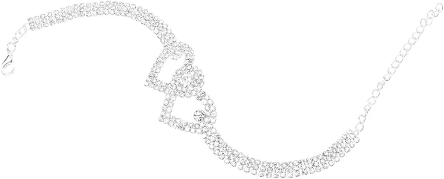 Fashionable Heart Charm Anklet Crystal Heart Foot Jewelry Beach Accessory