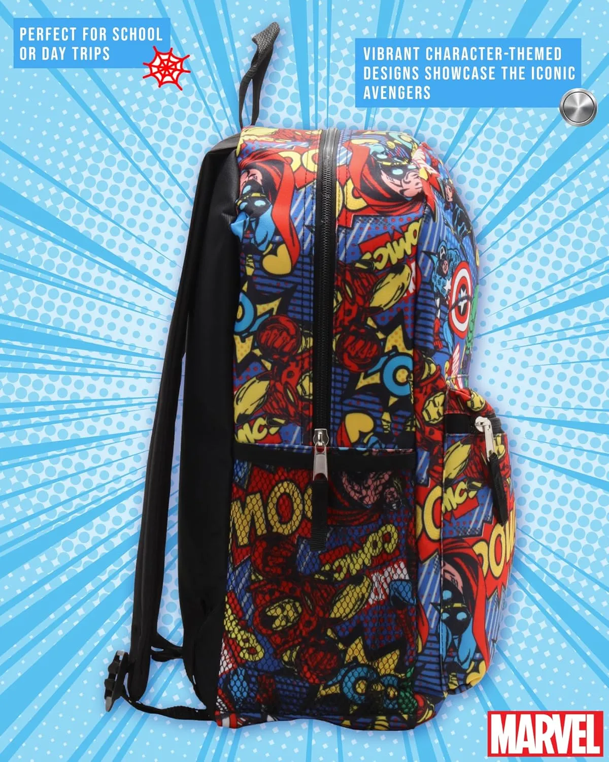 Fast Forward Marvel Avengers Kids Backpack for School - 16" Boys Backpack Bookbag for Preschool Kindergarten and Elementary, Size One Size, Avengers Blue