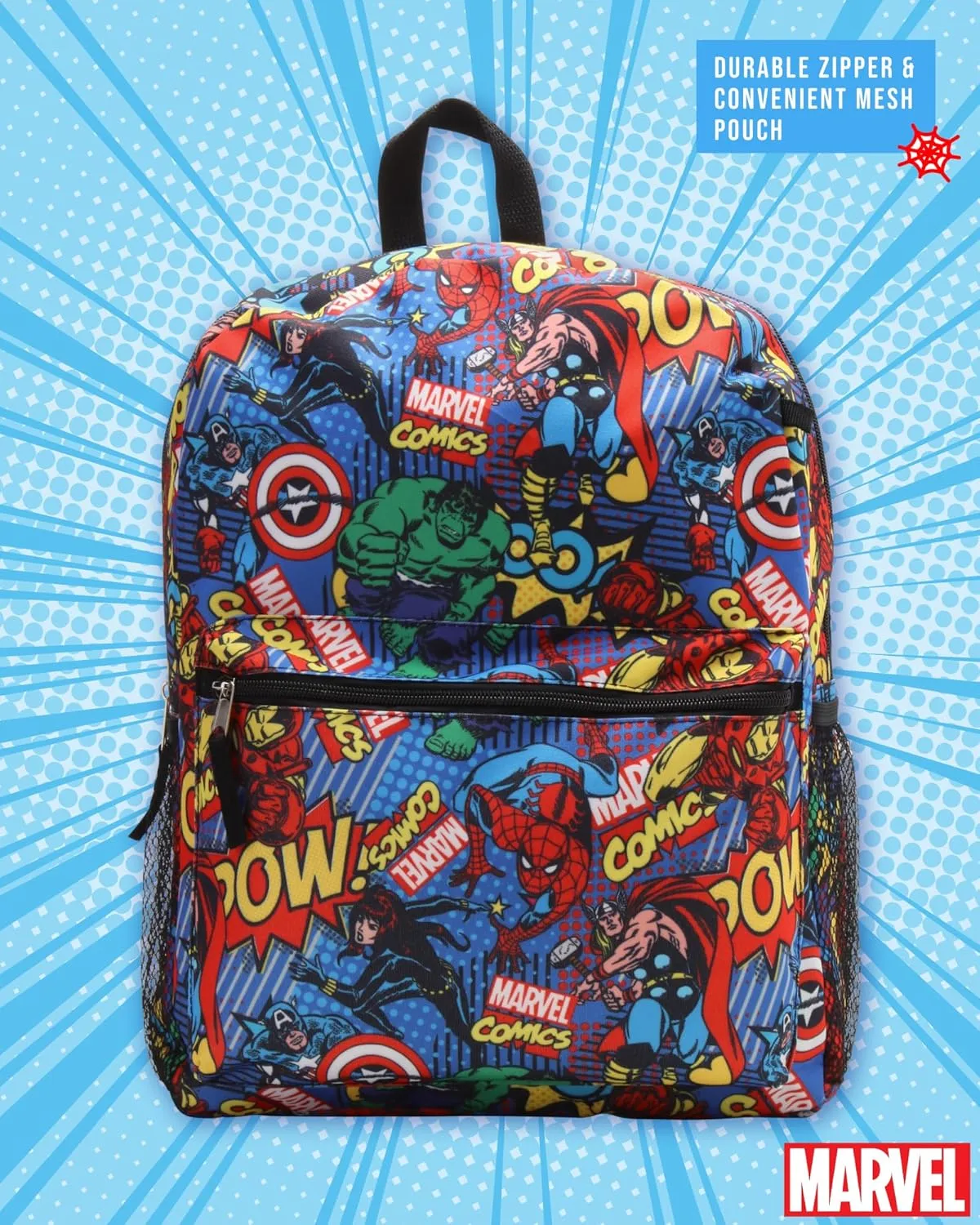 Fast Forward Marvel Avengers Kids Backpack for School - 16" Boys Backpack Bookbag for Preschool Kindergarten and Elementary, Size One Size, Avengers Blue