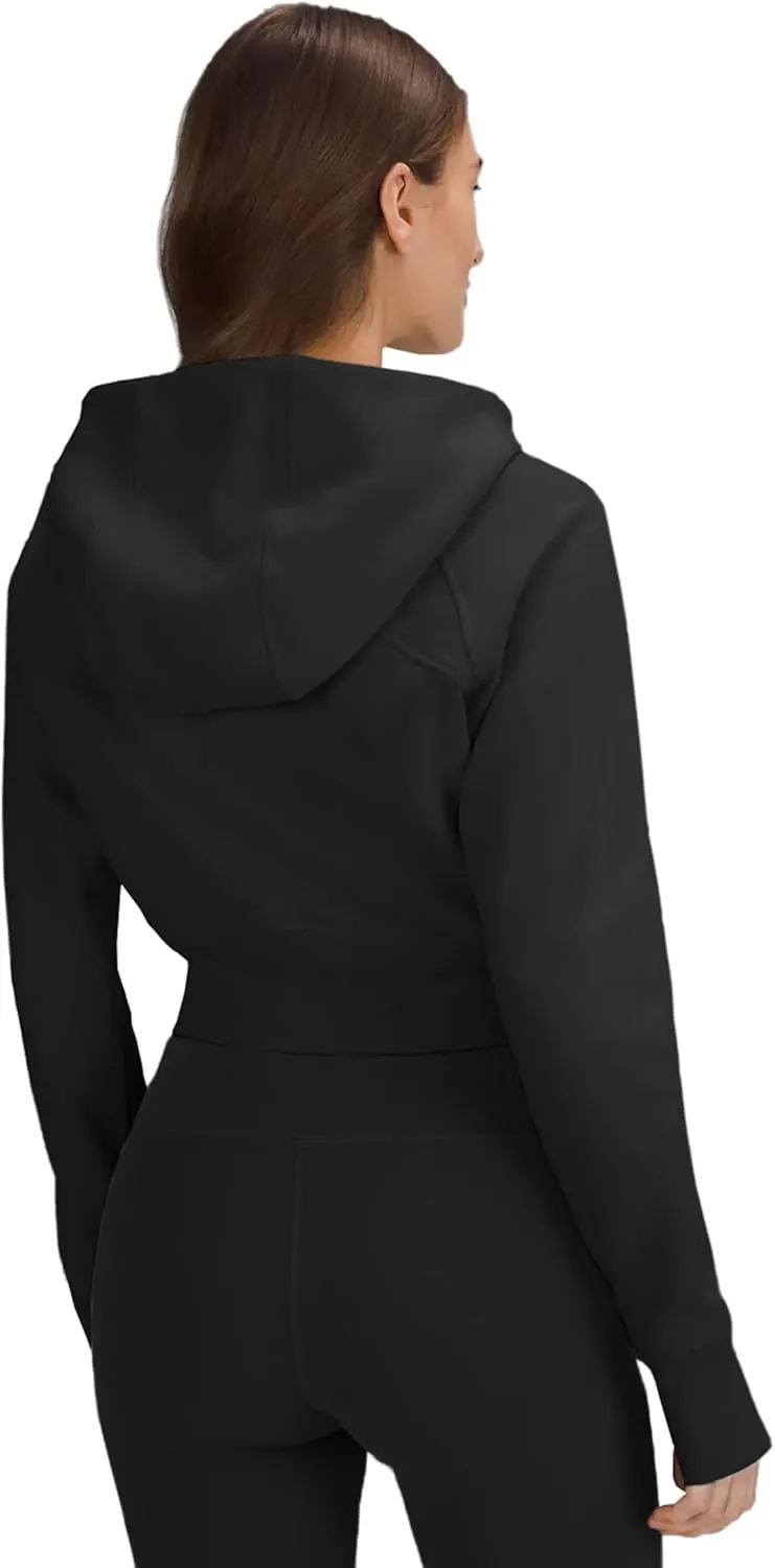 Fengbay Zip Up Hoodies for Women,Long Sleeve Fleece Lined Casual Cropped Hoodie Sweatshirts with Thumb Hole