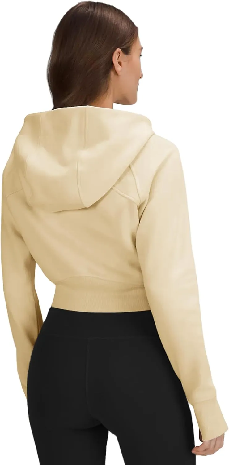 Fengbay Zip Up Hoodies for Women,Long Sleeve Fleece Lined Casual Cropped Hoodie Sweatshirts with Thumb Hole