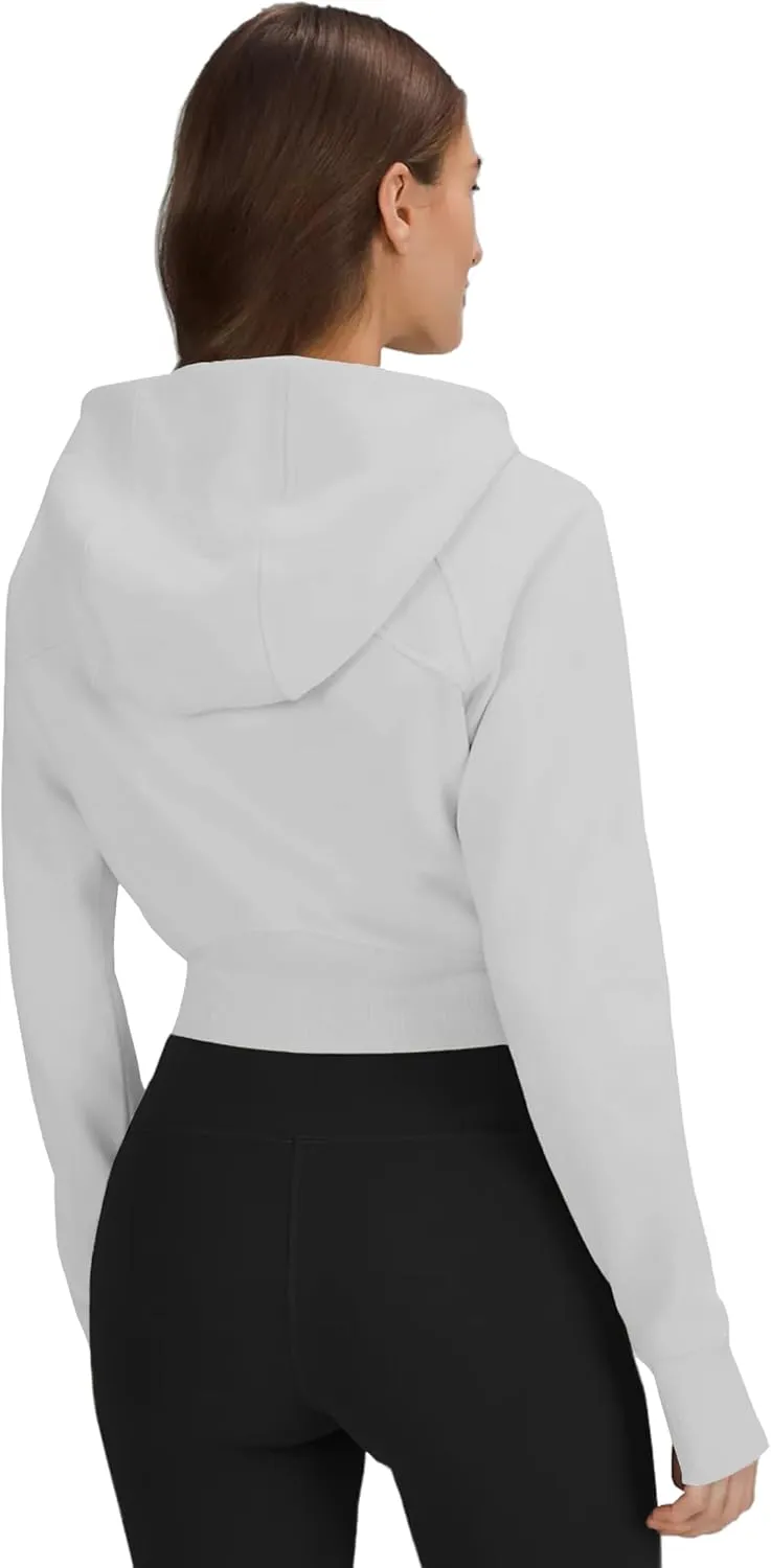 Fengbay Zip Up Hoodies for Women,Long Sleeve Fleece Lined Casual Cropped Hoodie Sweatshirts with Thumb Hole
