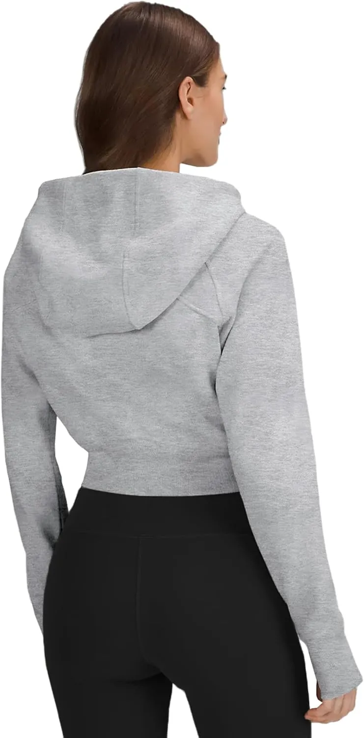 Fengbay Zip Up Hoodies for Women,Long Sleeve Fleece Lined Casual Cropped Hoodie Sweatshirts with Thumb Hole
