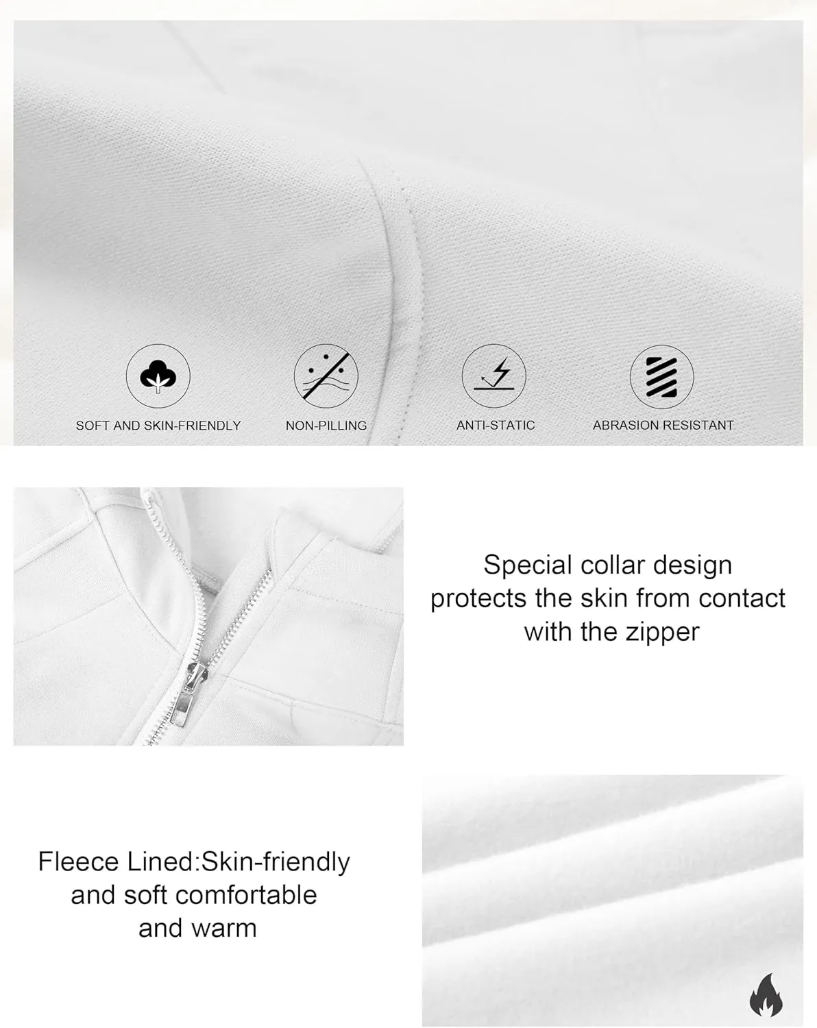 Fengbay Zip Up Hoodies for Women,Long Sleeve Fleece Lined Casual Cropped Hoodie Sweatshirts with Thumb Hole
