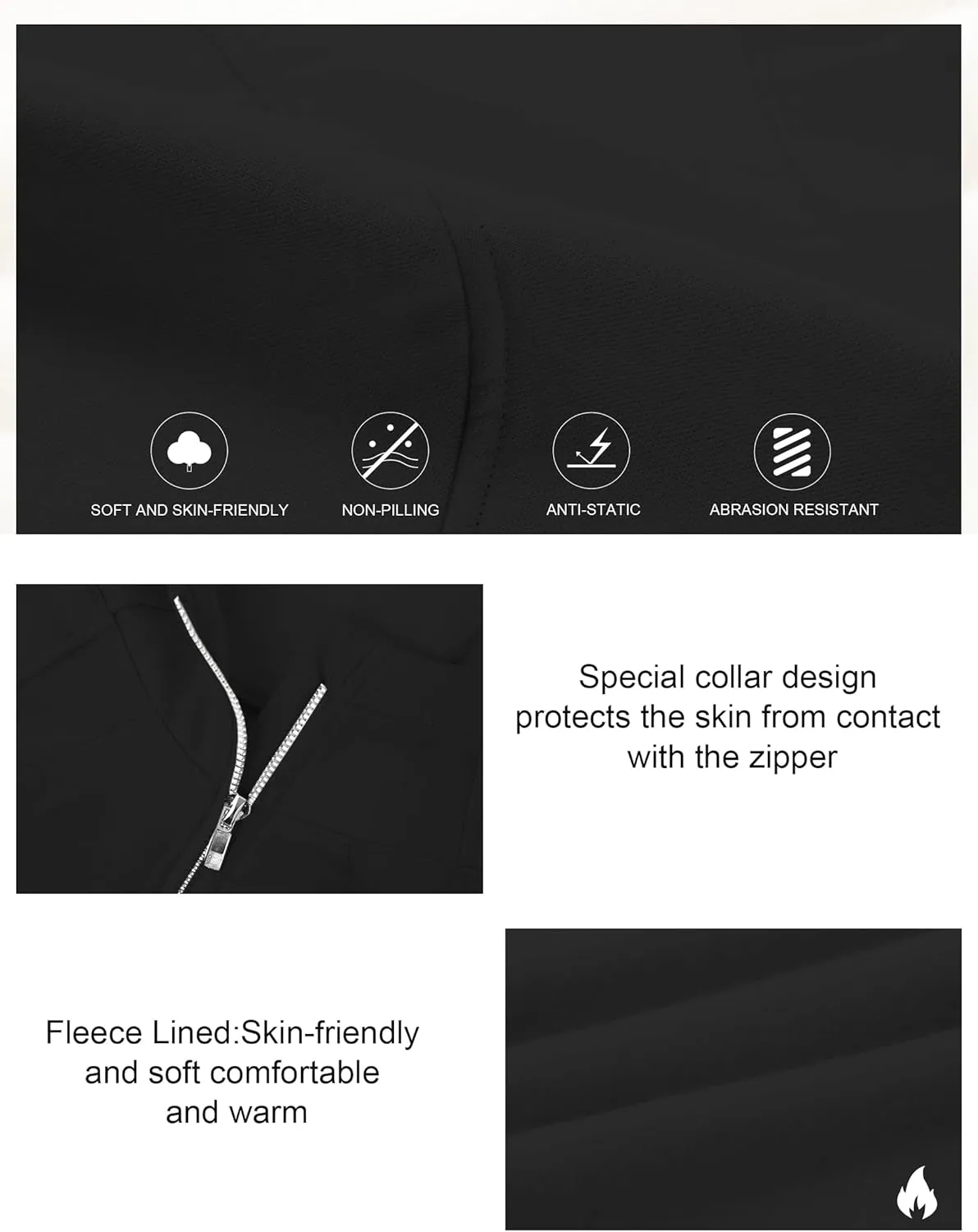 Fengbay Zip Up Hoodies for Women,Long Sleeve Fleece Lined Casual Cropped Hoodie Sweatshirts with Thumb Hole