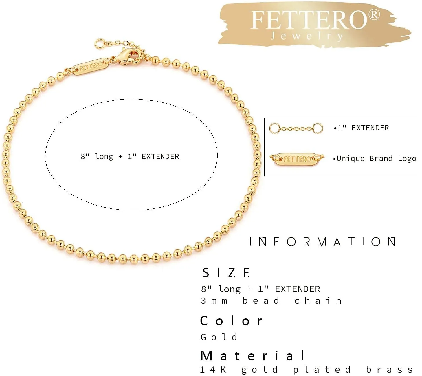 Fettero Anklet Bracelets for Women Gold Plated Dainty Waterproof Anklet Charm Bracelet Summer Beach Foot Jewelry