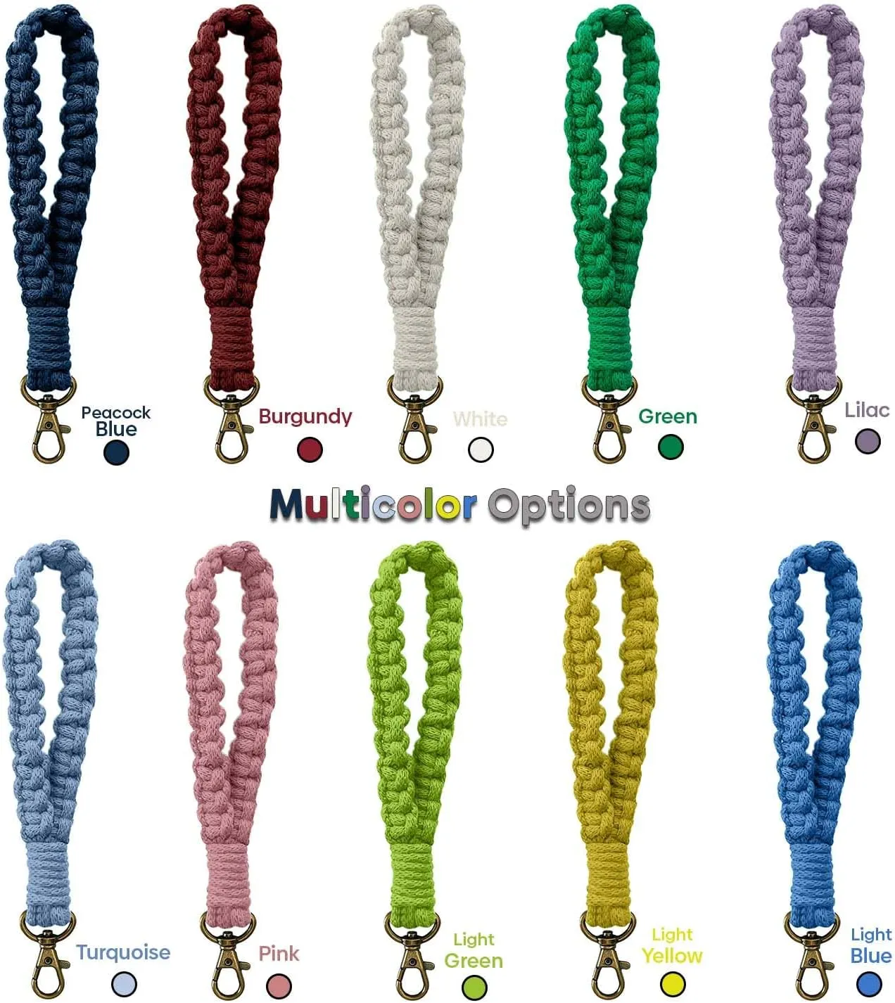 FiveStars  Macrame Keychain Wristlet Keychains For Women Boho Handmade Keychain Wrist Lanyard Wristlet Keyring Holder