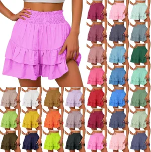 Flowy Shorts for Women Casual Boho Floral Skorts Ruffle Mini Skirts Running Tennis Butterfly Shorts Skorts Shorts