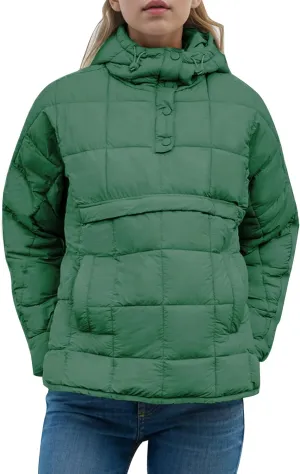 Flygo Womens Oversized Puffer Jacket Packable Quilted Pullover Jackets Hoodies Lightweight Padded Down Coat