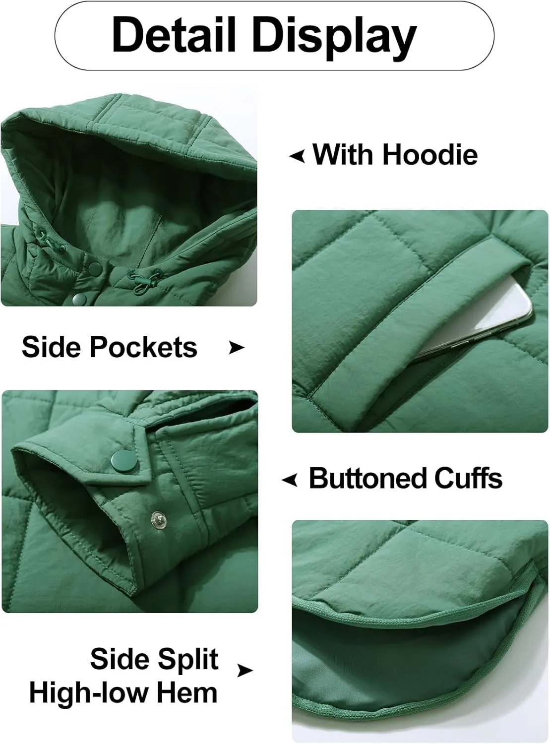 Flygo Womens Oversized Puffer Jacket Packable Quilted Pullover Jackets Hoodies Lightweight Padded Down Coat