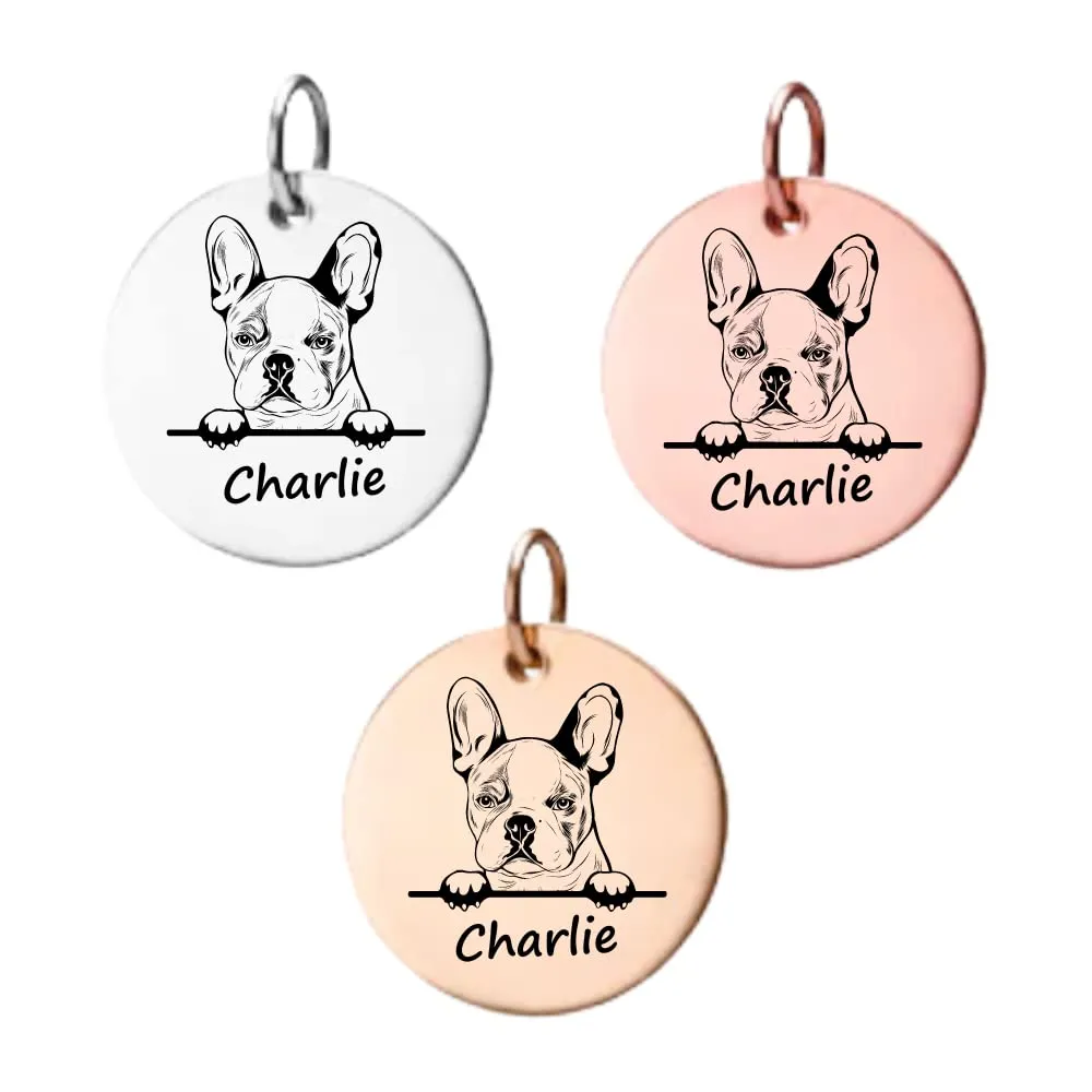 French Bulldog Gifts, Personalized French Bulldog Charm, Custom Engraved Dog Charm, DIY Jewelry Making, Memorial Keepsake for Dog Mom, Dog Lover Gift