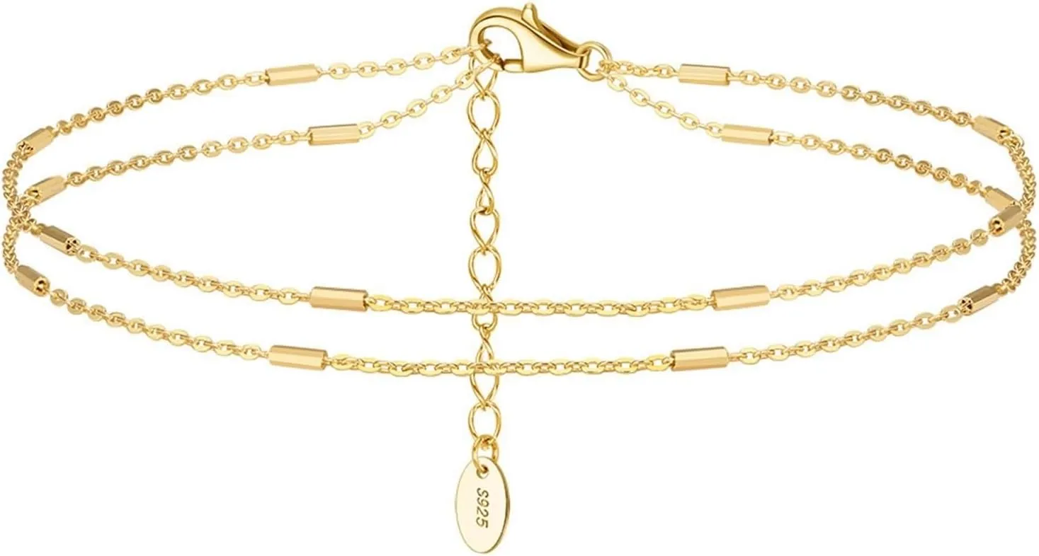 Friendship Anklets for Women Friends, Anklets for Women 925 2 Layered Chain Beach Anklet Women's Jewelry Sets