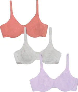 Fruit of the Loom Women's Unlined Underwire Bra - Cotton & Spandex Blend for Natural Shape and Flexibility