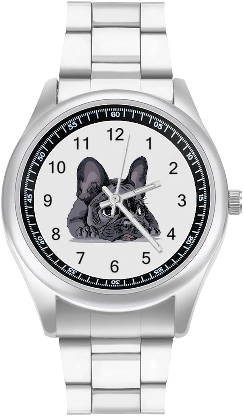 Funny French Bulldog Portrait Fashion Classic Wrist Watches for Men Casual Business Dress Watch Gifts, style