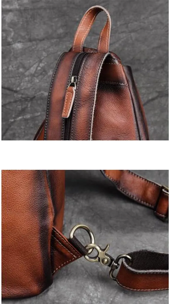 Genuine Leather Backpacks Mens Shoulder Bags Casual Daypacks Briefcases Waist Packs Laptop Bags Travel Bags(Brown1)
