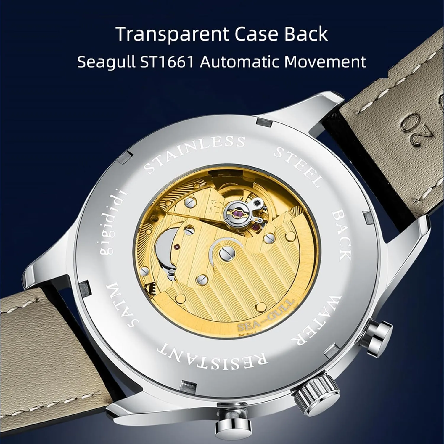 gigididi Mechanical Watch Men Luxury Sapphire Glass Steel Automatic Wristwatch Waterproof Clock Original Seagull Movement 2023